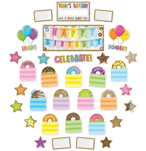 ASH96002 - Smart Poly Birthday Donutfetti Mini Bulletin Board Set