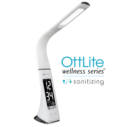 Thrive LED Sanitizing Desk Lamp with Clock and USB Charging