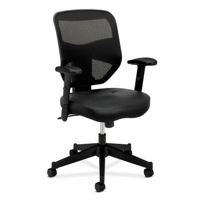 HON "Prominent" Mesh High-Back Task Chair, Black Bonded Leather