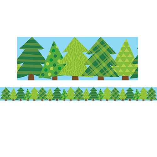 Creative Teaching Press Patterned Pine Trees Woodland Friends EZ Border, 24 Count
