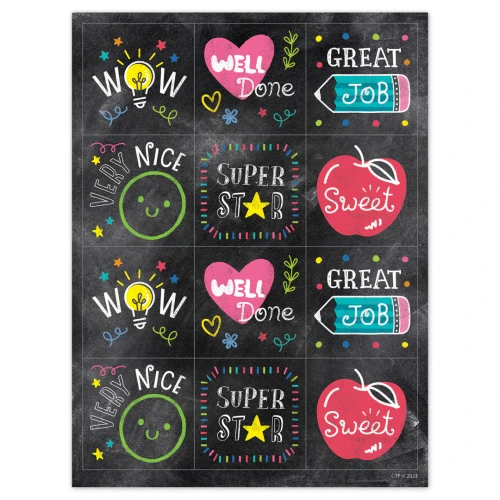 Creative Teaching Press Chalk It Up! Colorful Chalk Reward Stickers, Assorted, 60 Count