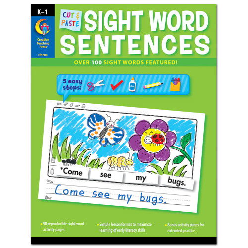 Cut & Paste Sight Words Sentences Resource Book,  Gr K-1