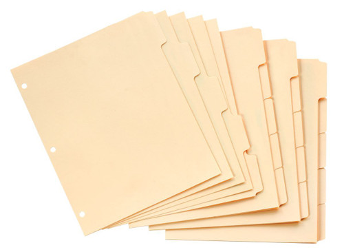 Oxford Write-On Tab Dividers, Letter Size, 1/5 Cut Tabs, Manila