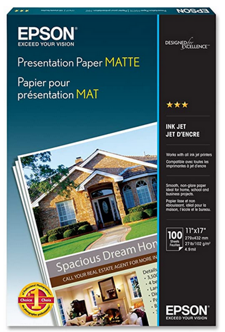 Matte Presentation Paper, White, 11" x 17", 27 lbs.