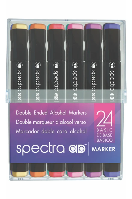 Spectra AD Marker Basic Set, Assorted Colors, 24 Count