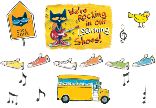 TCR62383 - Pete the Cat We're Rocking in Our Learning Shoes Bulletin Board Set