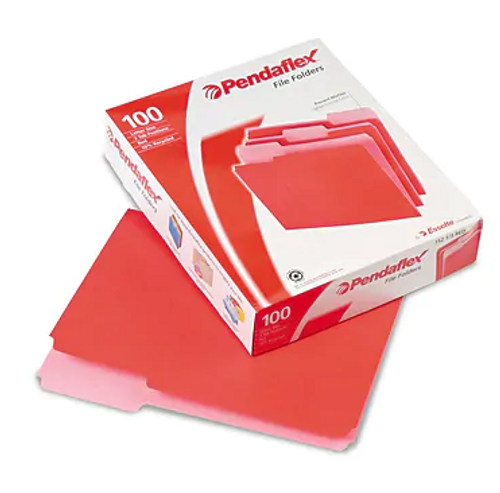 1/3 Cut File Folders, 100ct, Letter Size, Two Tone Red