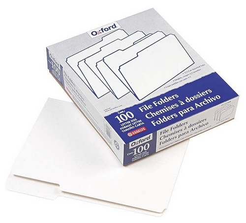 1/3 Cut File Folders, 100ct, Letter Size, White