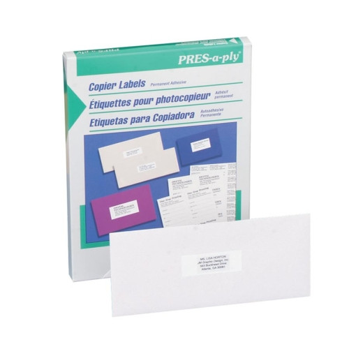 Avery Pres-A-Ply Copier Address Labels, 1-1/2" x 2-13/16" Rectangle, White, Box of 2100