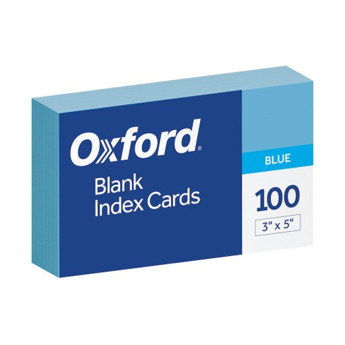 Oxford 3"x5" Blank Index Cards, Blue (100ct.)