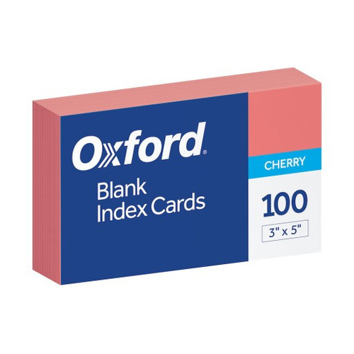 Oxford 3"x5" Blank Index Cards, Cherry (100ct.)