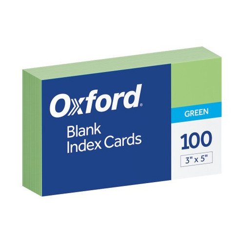 Oxford 3"x5" Blank Index Cards, Green (100ct.)