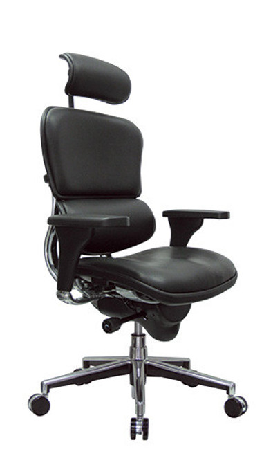 Eurotech "Ergohuman" Series High Back Executive Leather Chair - Black