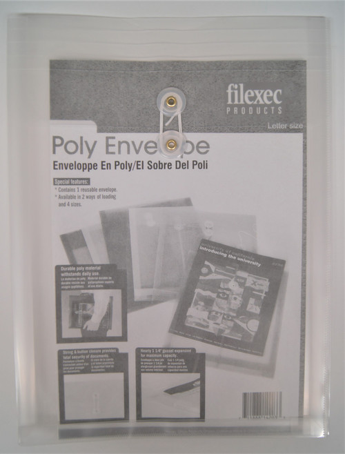 Top-Loading Poly String Closure Envelope, Letter Size, Clear