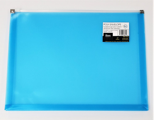 Side-Loading Poly Zipper Closure Envelope, Letter Size, Blue