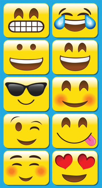 Ashley Non-Magnetic Mini Whiteboard Eraser, Emojis, 10 Count