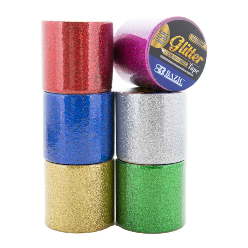 Bazic Glitter Art Tape, 1.88" x 3 Yards, Assorted Colors