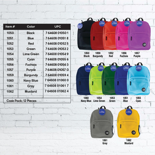 Bazic 17" Classic Backpack, Assorted Colors