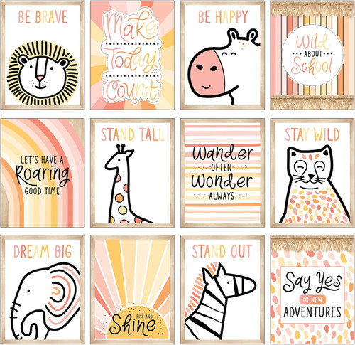 Carson Dellosa Mini Posters: Simply Safari Poster Set, 12 Count