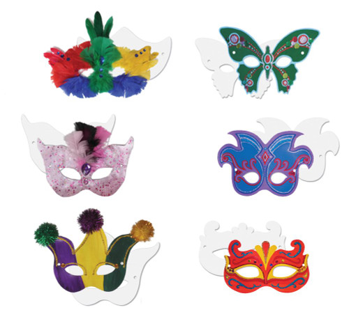 Creativity Street Die-Cut Paper Masks, Mardi Gras Assortment, Assorted Sizes, 24 Count