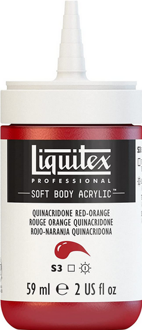 Soft Body Acrylic Paint, 2 oz, Quinacridone Red-Orange