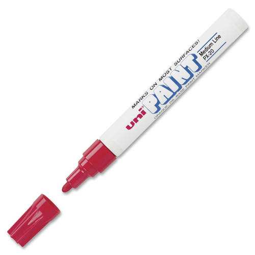 Uni Paint PX-20 Oil Based Paint Marker, Medium Point, Red, 12 Count