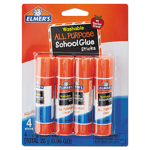 Elmer's Washable Glue Sticks, 0.24 oz., 4/Pack