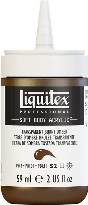 Soft Body Acrylic Paint, 2 oz, Transparent Burnt Umber