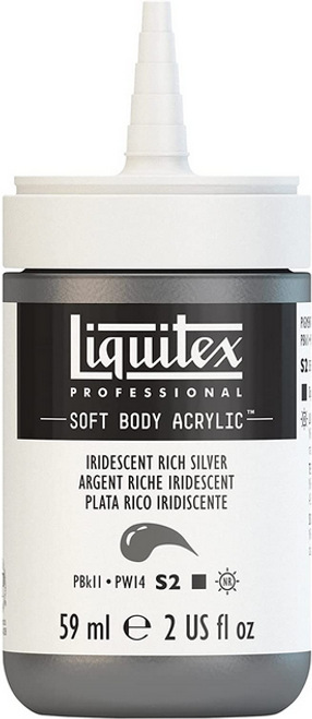 Soft Body Acrylic Paint, 2 oz, Iridescent Rich Silver