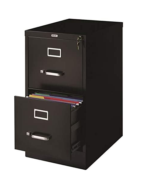 HIRSH Standard 2 Drawer 22”D Letter Width Metal File - Black