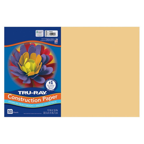 Tru-Ray Construction Paper, Almond, 12" x 18", 50 Sheets
