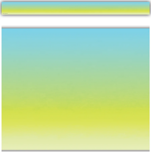 TCR3931 - Aqua and Lime Color Wash Straight Border Trim