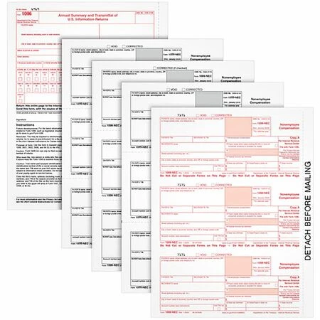1099-NEC 5-Part Tax Forms 2024
