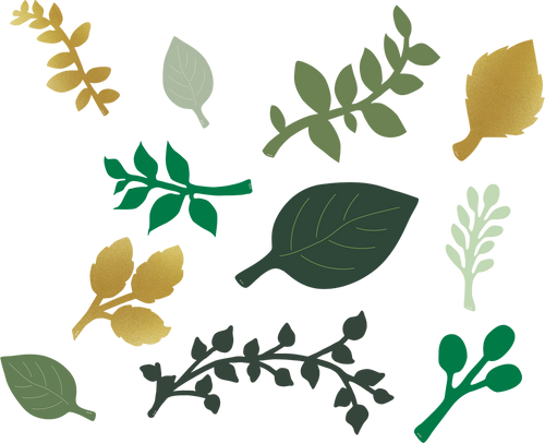 TCR8557 - Green and Gold Paper Leaves