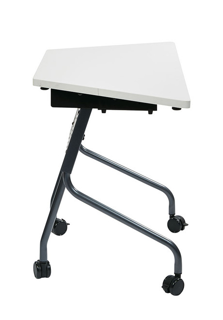 46.5" Trapezoid Table - Grey top with Titanium Base