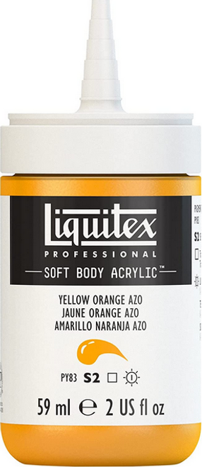 Soft Body Acrylic Paint, 2 oz, Yellow Orange Azo