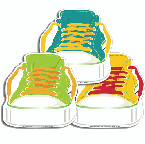 Step in the Right Direction Sneakers Paper Cut-Outs, Assorted Designs, 36 Count