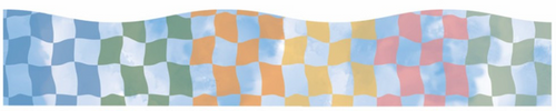S'Cool Era Rainbow Checkered Sky Extra Wide Deco Trim, 12 Count