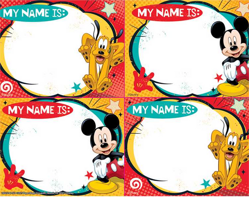 Mickey Mouse Name Tags, 40 Name Tags