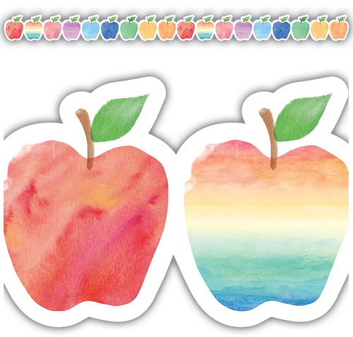 TCR3573 - Watercolor Apples Die-Cut Border Trim