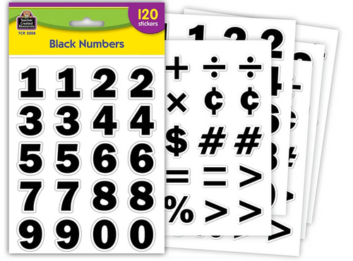 TCR3558 - Black Numbers Stickers