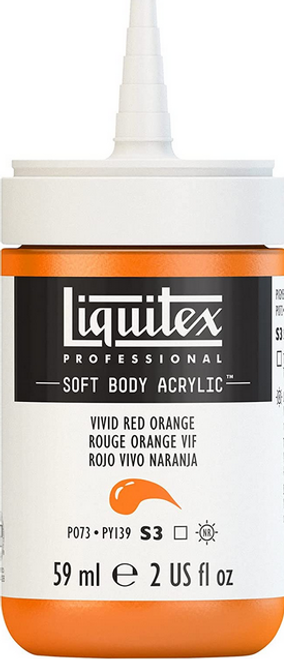 Soft Body Acrylic Paint, 2 oz, Vivid Red Orange