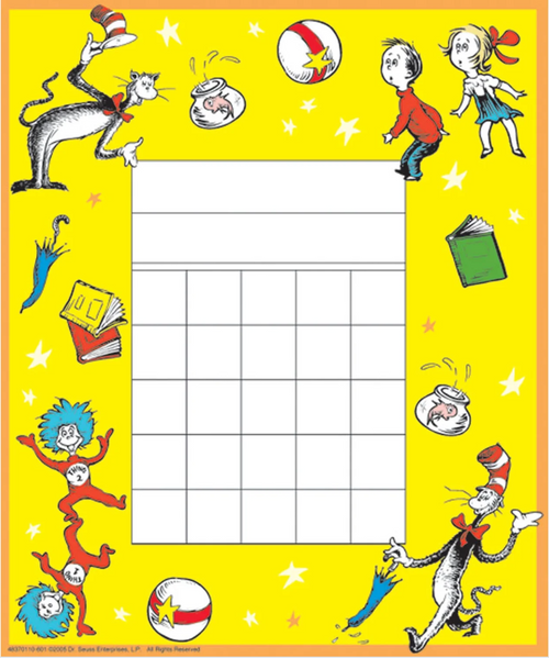 Cat in the Hat Mini Reward Charts, 5" x 6", 36 Charts