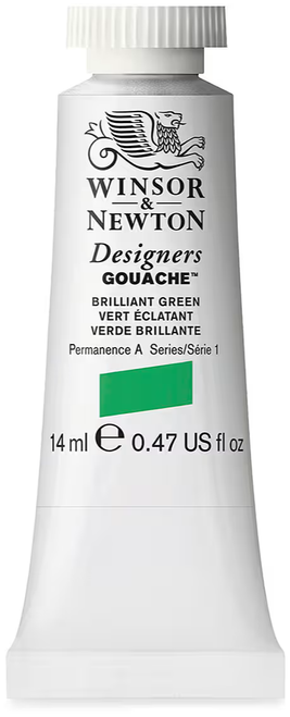 Winsor & Newton Designers Gouache Paint, 14ml, Brilliant Green