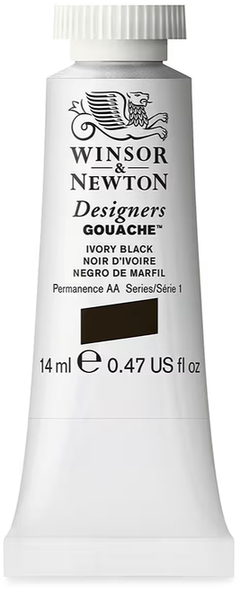 Winsor & Newton Designers Gouache Paint, 14ml, Ivory Black