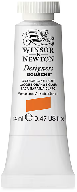 Winsor & Newton Designers Gouache Paint, 14ml, Orange Lake Light