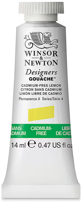 Winsor & Newton Designers Gouache Paint, 14ml, Cadmium-Free Lemon