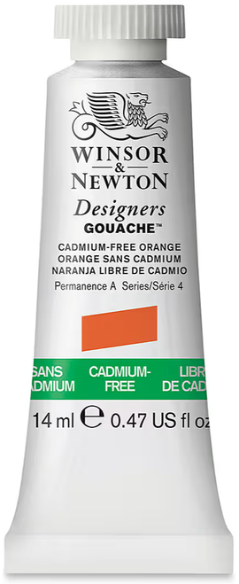 Winsor & Newton Designers Gouache Paint, 14ml, Cadmium-Free Orange