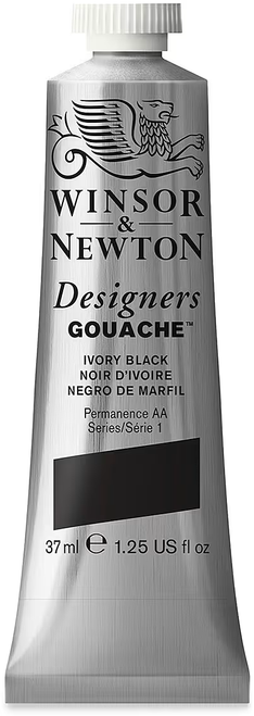 Winsor & Newton Designers Gouache Paint, 37ml, Ivory Black