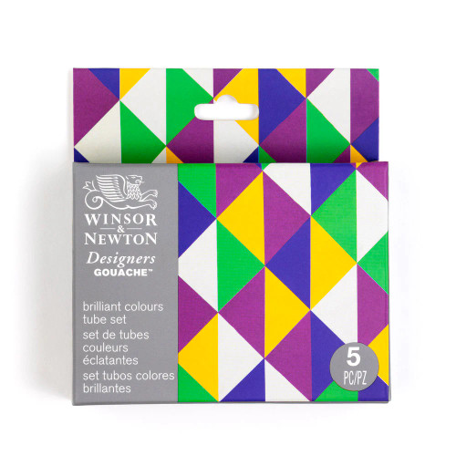 Winsor & Newton Designers Gouache Brilliant Colors Paint Set, 14ml, 5 Count